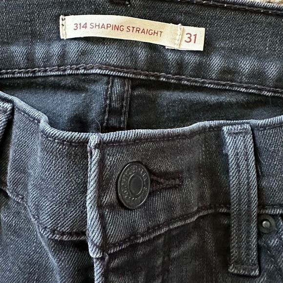 Levi’s Sz 31 Black Straight Leg Ankle Shaping High Waist Relaxed Denim Jean Pant - Picture 7 of 8